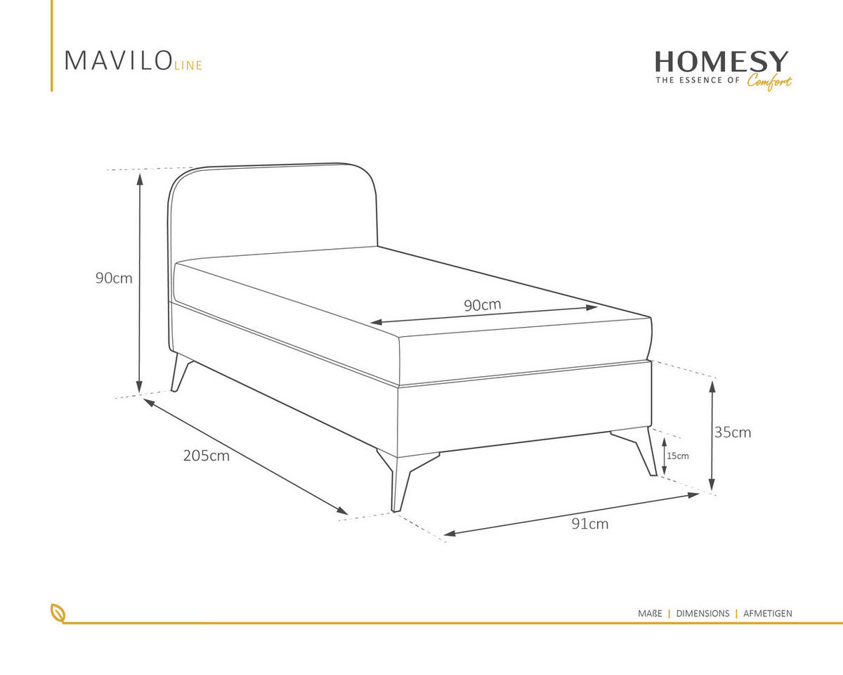 POLSTERBETT Mavilo 90 x 200 cm Lattenrost ohne matratze - braun - Braun, Holz (90/200cm) - Homesy