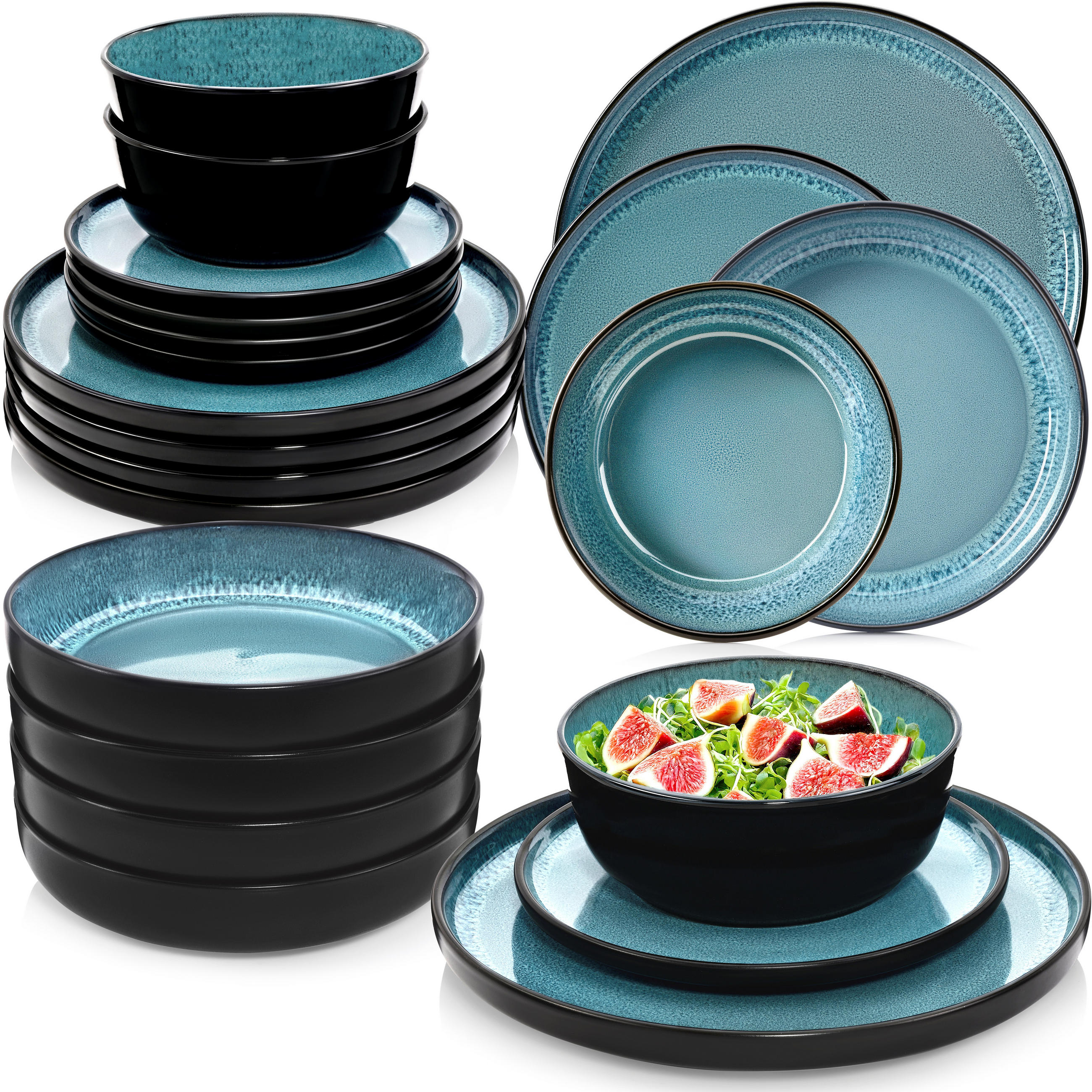 TAFELSERVICE VIGO - 24 teilig aus Steinugt - Blau, Stein (27/6.3/27cm) - Sänger