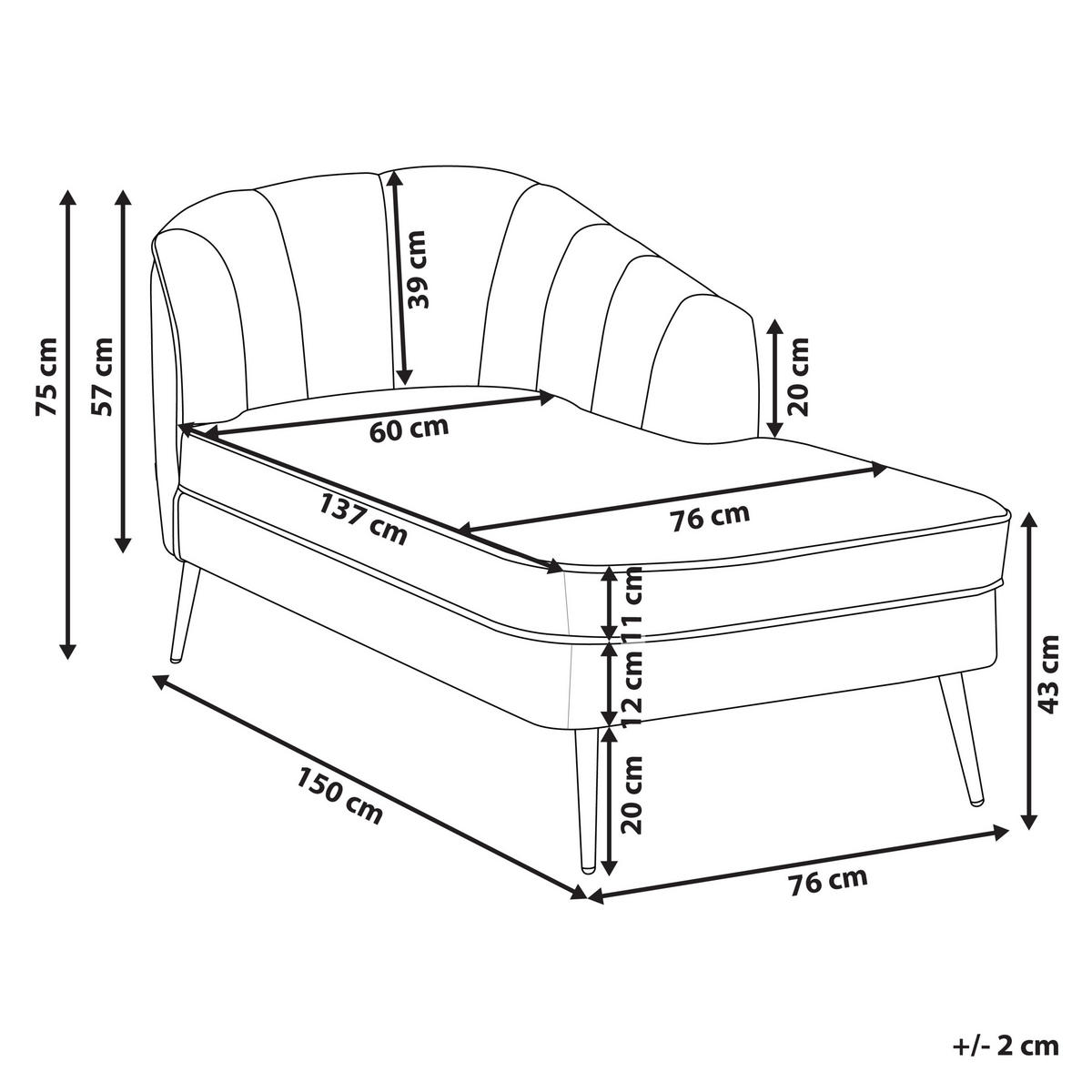 CHAISELONGUE Bouclé grün rechtsseitig Allier - Schwarz/Grün, Textil (150/75/76cm) - Beliani