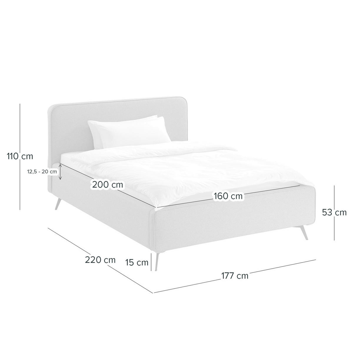 POLSTERBETT - Grau, Textil (160/200cm) - home24