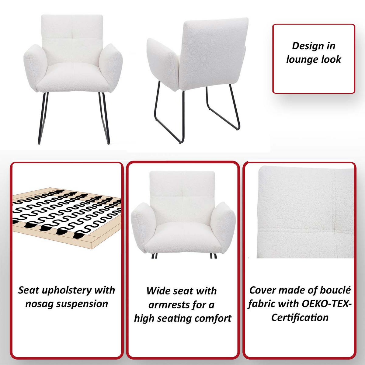 ESSZIMMERSTUHL Weiß 6er-Set - Weiß, Textil (79/87/52cm) - MCW