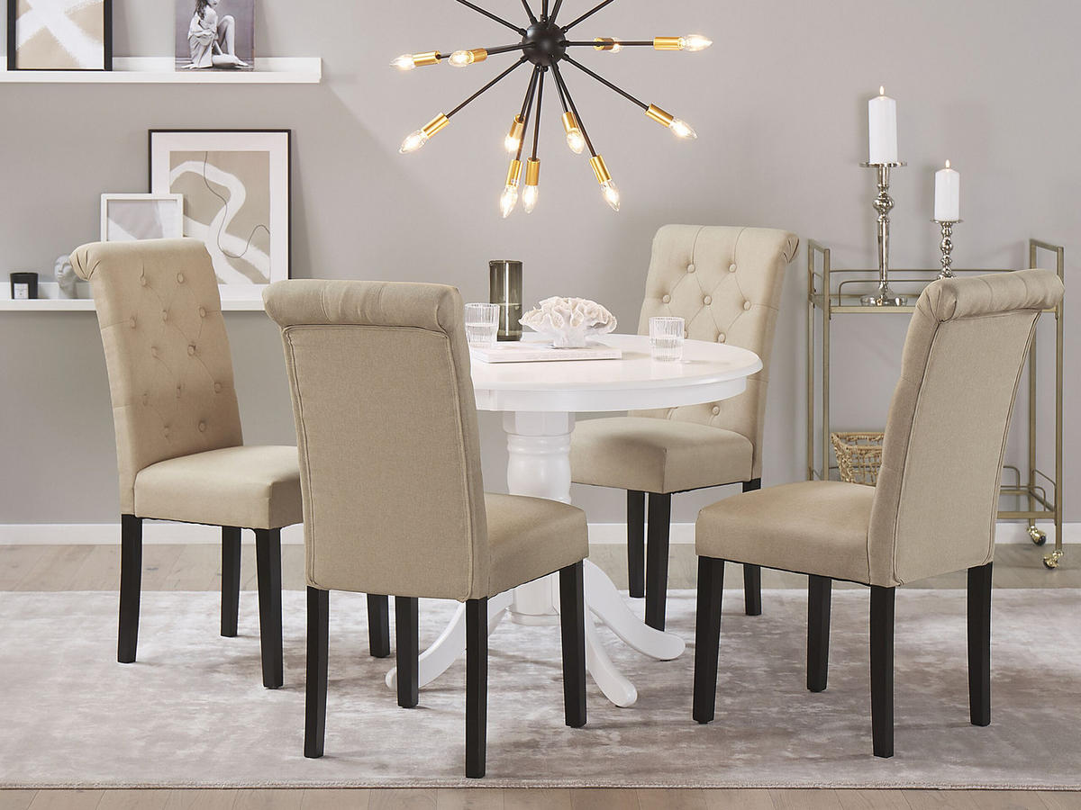 ESSZIMMERSTUHL 2er-Set Polsterbezug Beige Velva - Sandfarben, Holz/Textil (46/98/48cm) - Beliani