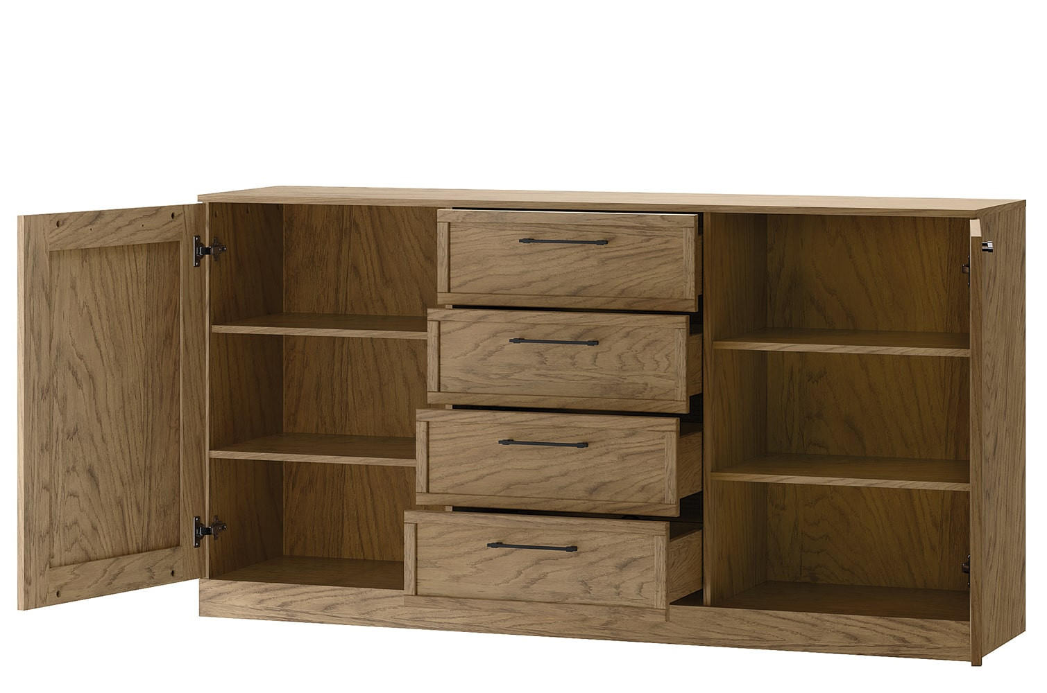 KOMMODE Cozy Eiche Rustikal 170 / 42 / 90cm - Eichefarben/Braun, Holz/Metall (170/90/42cm) - Feldmann-Wohnen