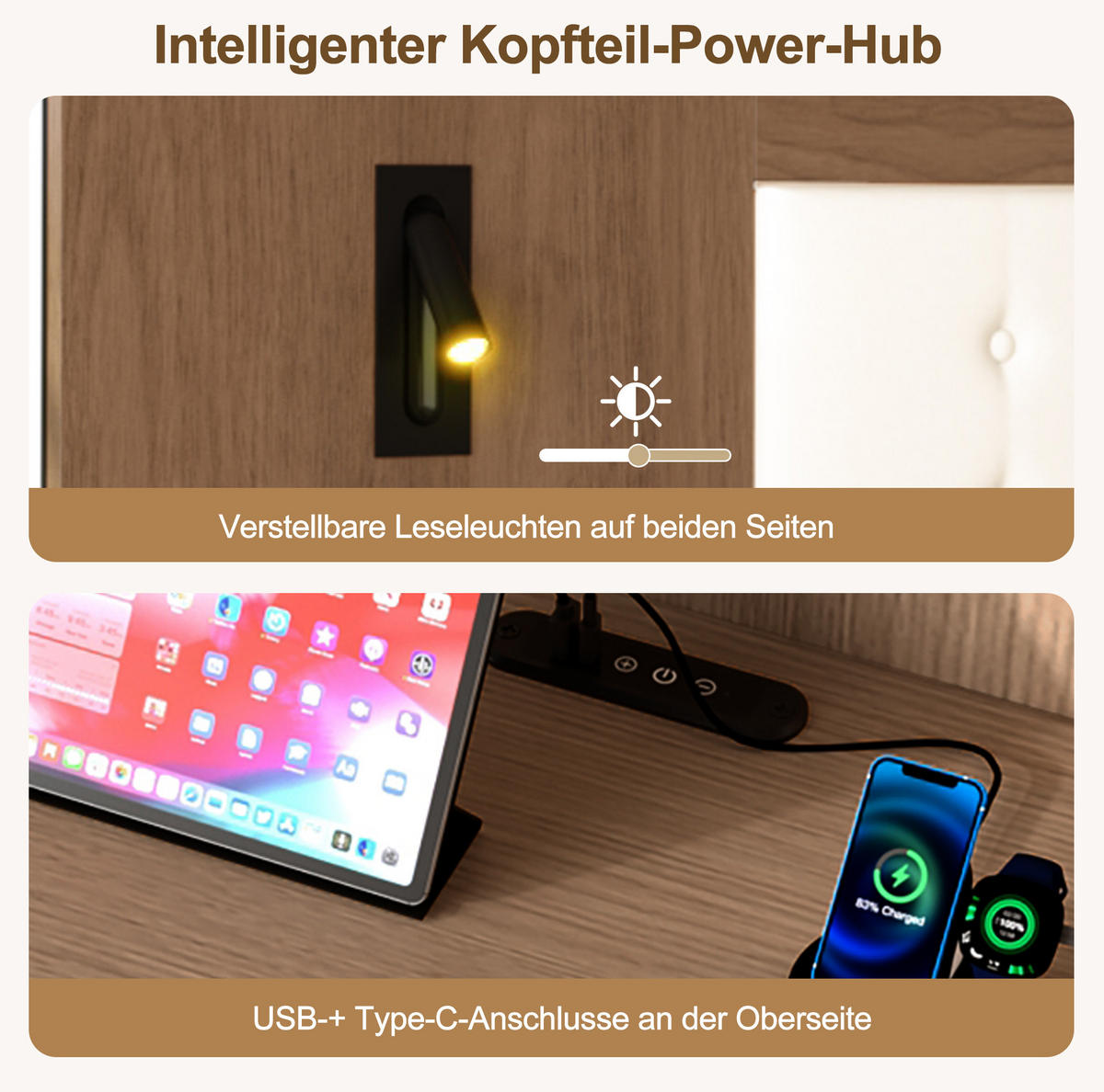 POLSTERBETT 180/200 cm Walnuss aus MDF mit Stauraum - Nussbaumfarben, Holzwerkstoff (180/200cm) - OKMYHOME