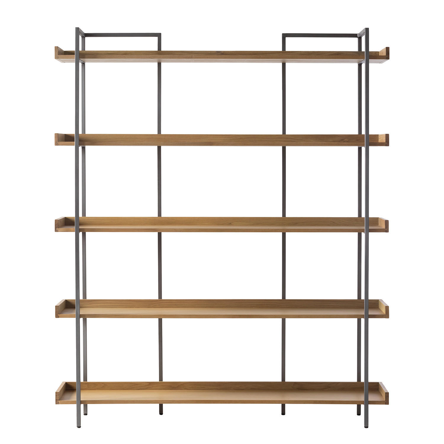 BÜCHERREGAL - Echtholzfurnier / Metall, Breite 160 cm - Eichefarben, Holzwerkstoff (160/190/35cm) - home24