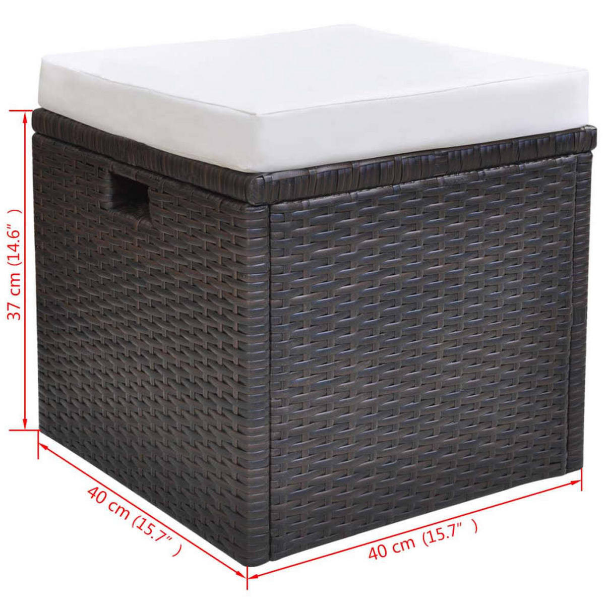 GARTEN-ESSGRUPPE 6-TLG MIT AUFLAGEN POLY RATTAN BRAUN - Creme/Braun, Naturmaterialien/Textil - vidaXL