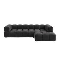 ECKSOFA L-Form, Veloursstoff Bluvel, Schwarz, Rechts, Averro XL - Schwarz, Holz (320/150cm) - Kaiser Möbel