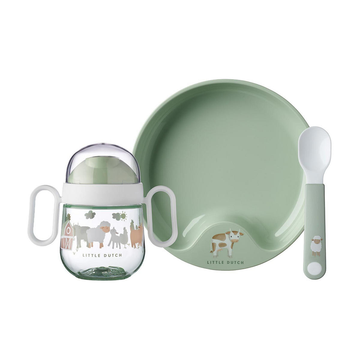 BABYGESCHIRR Mio Little Farm 3er Set - Grün, Kunststoff (10.5/18/20cm) - Mepal