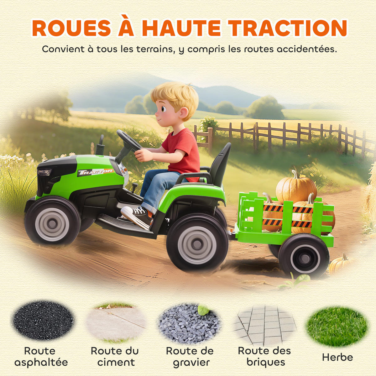 TRAKTOR DE-13078 abnehmbarer Anhänger Grün - Grün, Kunststoff (139/58/55cm) - ComfortXL
