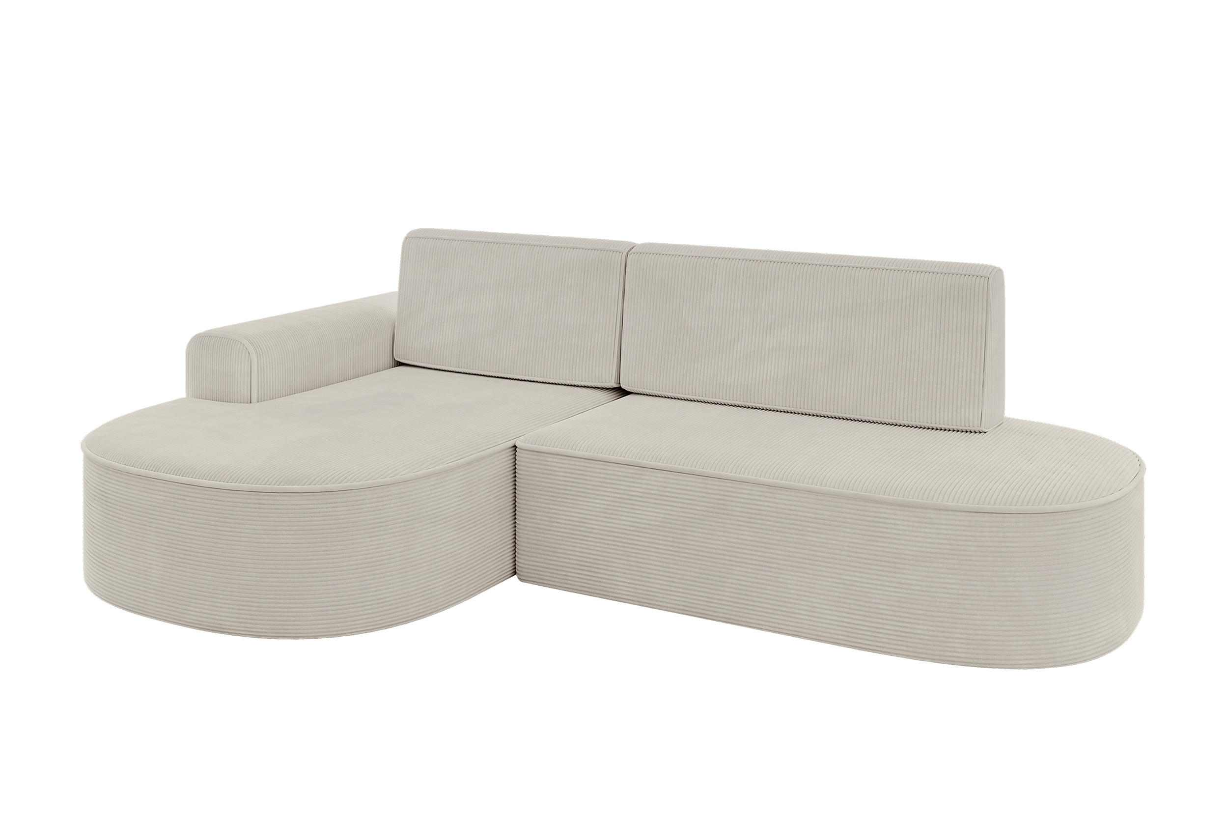 ECKSOFA mit Schlaffunktion und Bettkasten Ottomane Links MARI-L1-S - 283x167x73 cm Beige Cord - Schwarz/Cappuccino, Holzwerkstoff/Kunststoff (283/167cm) - ALTDECOR