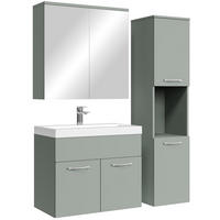 BADMÖBEL-SET Montreal 4 Teile Spiegelschrank Grau Matt - 60 x 35 x 51 cm - Grün, Holz (60/51/35cm) - Badplaats