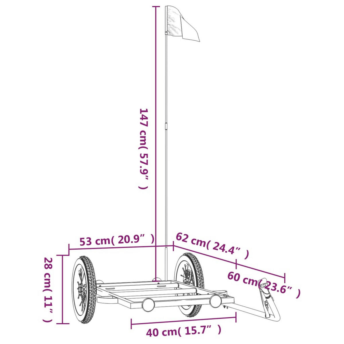 FAHRRADANHÄNGER Schwarz 122/53/28 Cm Eisen - Schwarz, Metall (53/28/122cm) - vidaXL
