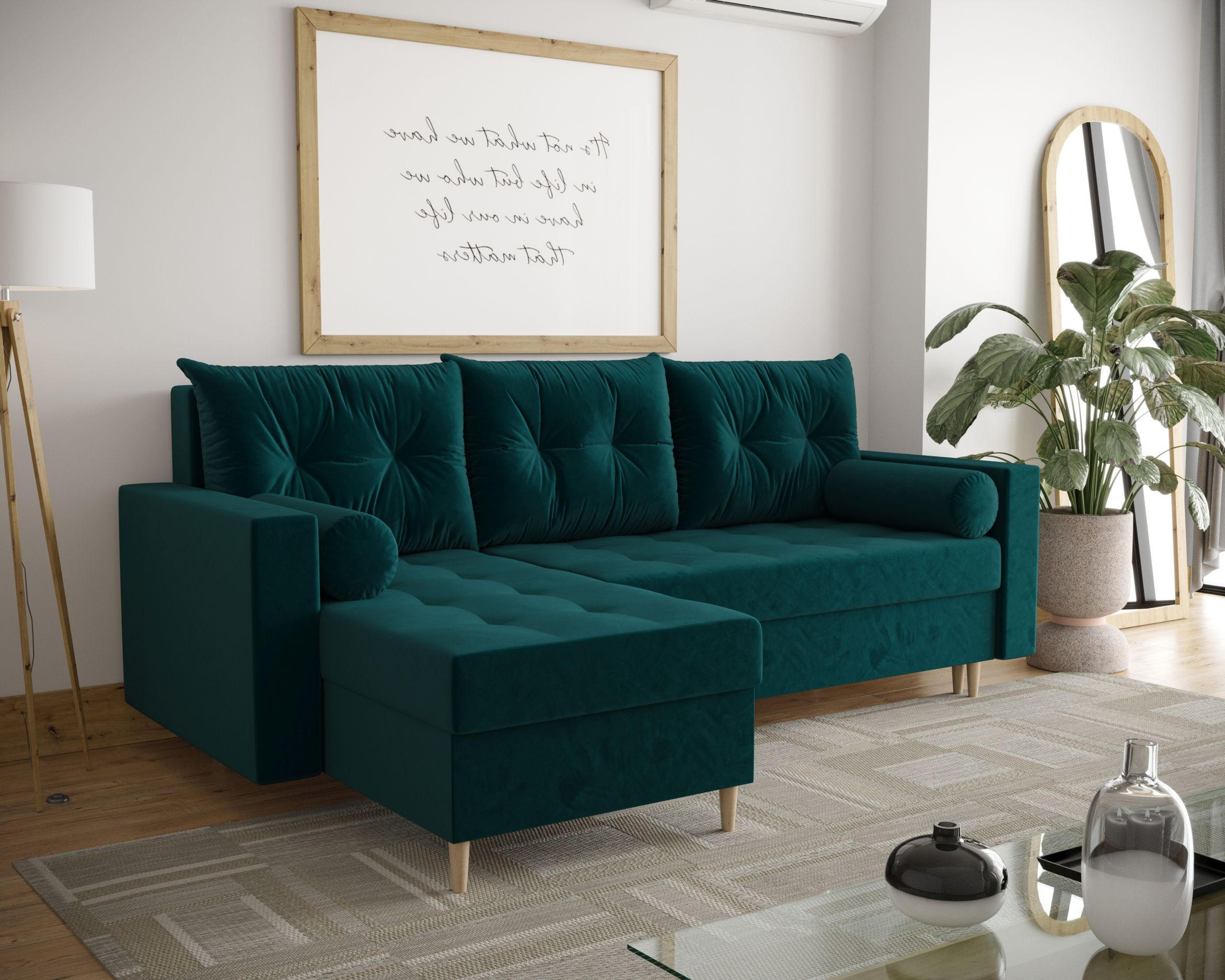 ECKSOFA SKANDI Itaka 39 Links mit Schlaffunktion - Grün, Textil (230/145cm) - Bedante