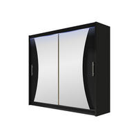 KLEIDERSCHRANK London V, mit RGB LED Beleuchtung - Silberfarben/Schwarz, Holzwerkstoff/Kunststoff (180/215/58cm) - MIRJAN24