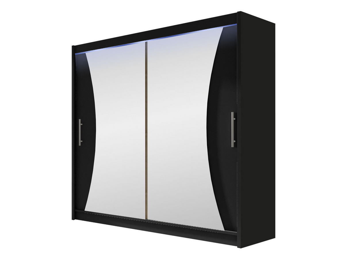 KLEIDERSCHRANK London V, mit RGB LED Beleuchtung - Silberfarben/Schwarz, Holzwerkstoff/Kunststoff (180/215/58cm) - MIRJAN24