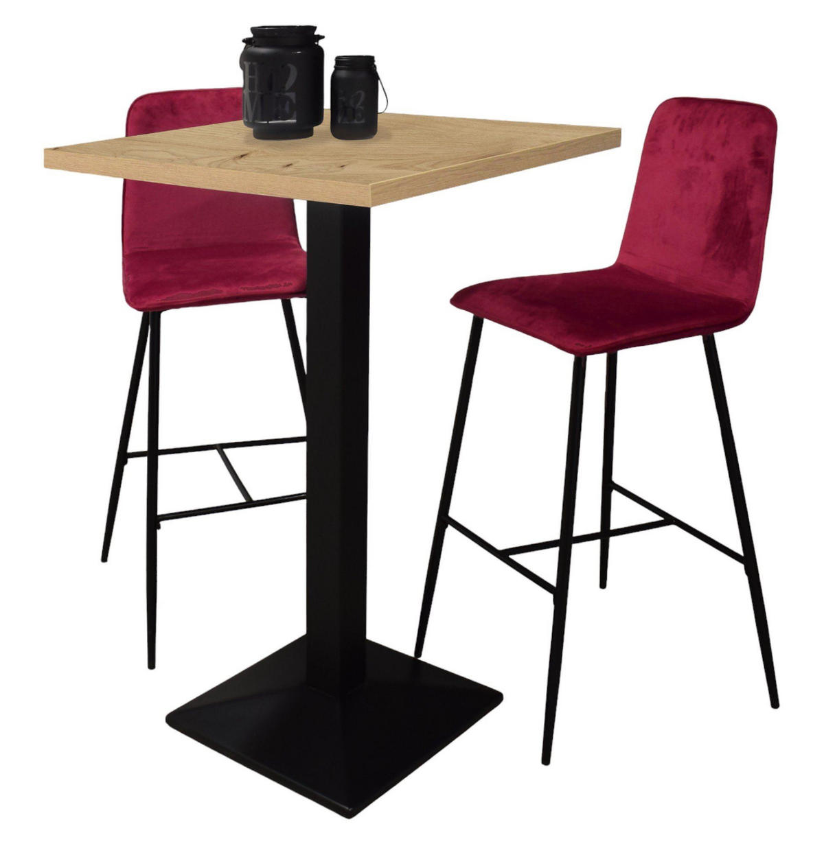 TRESENTISCH Elene 70x70x106 schwarz matt/asteiche - Naturfarben, Metall (70/70/106cm) - 58aufmkessel