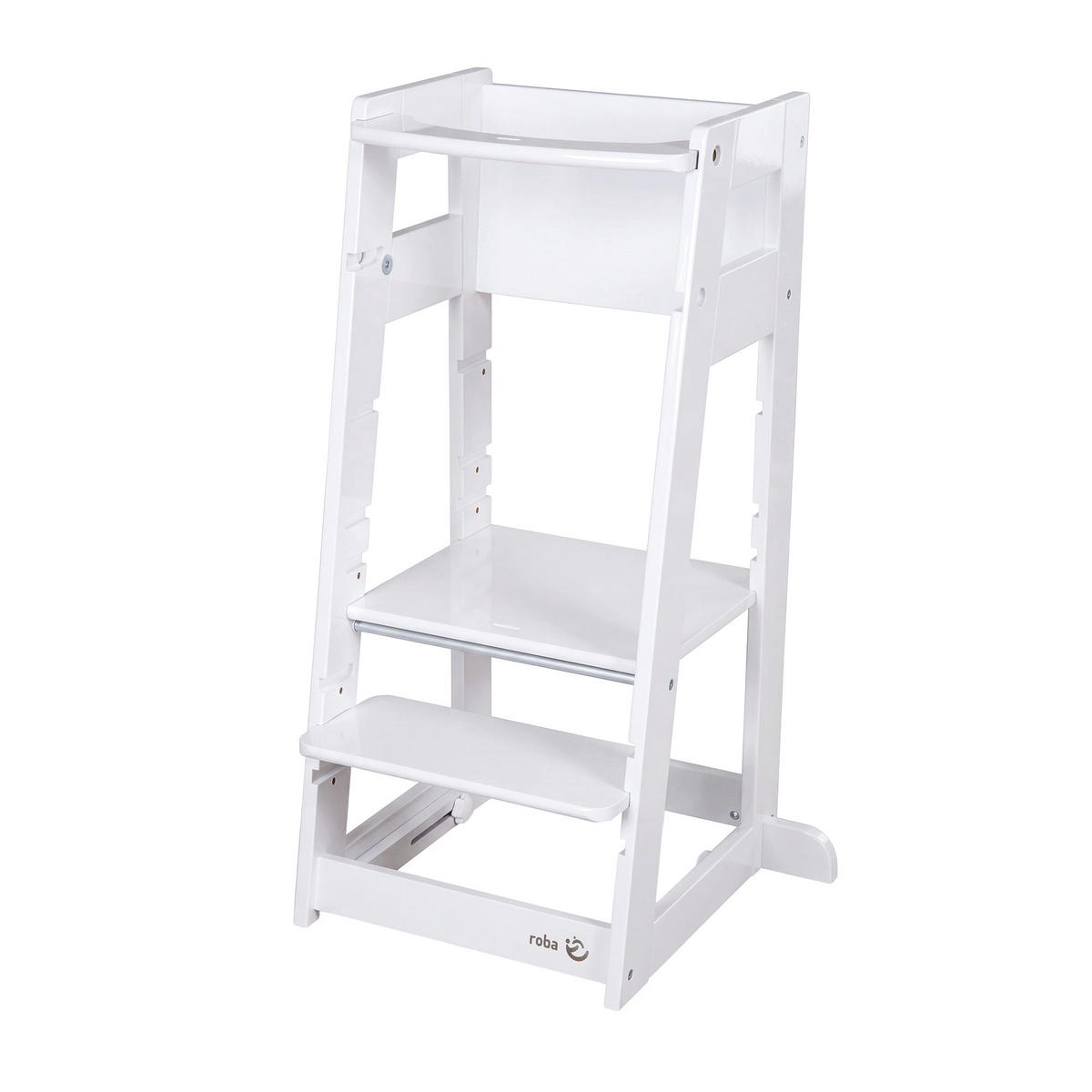 LERNTURM Sit & Step 2in1 - Weiß, Holzwerkstoff/Metall (53.5/88/51.5cm) - Roba