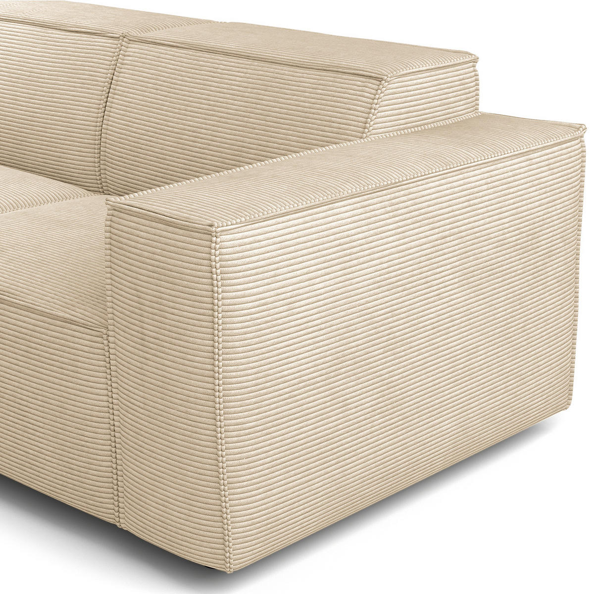 ECKSOFA mit Longchair - Beige/Schwarz, Kunststoff/Textil (260/177cm) - home24