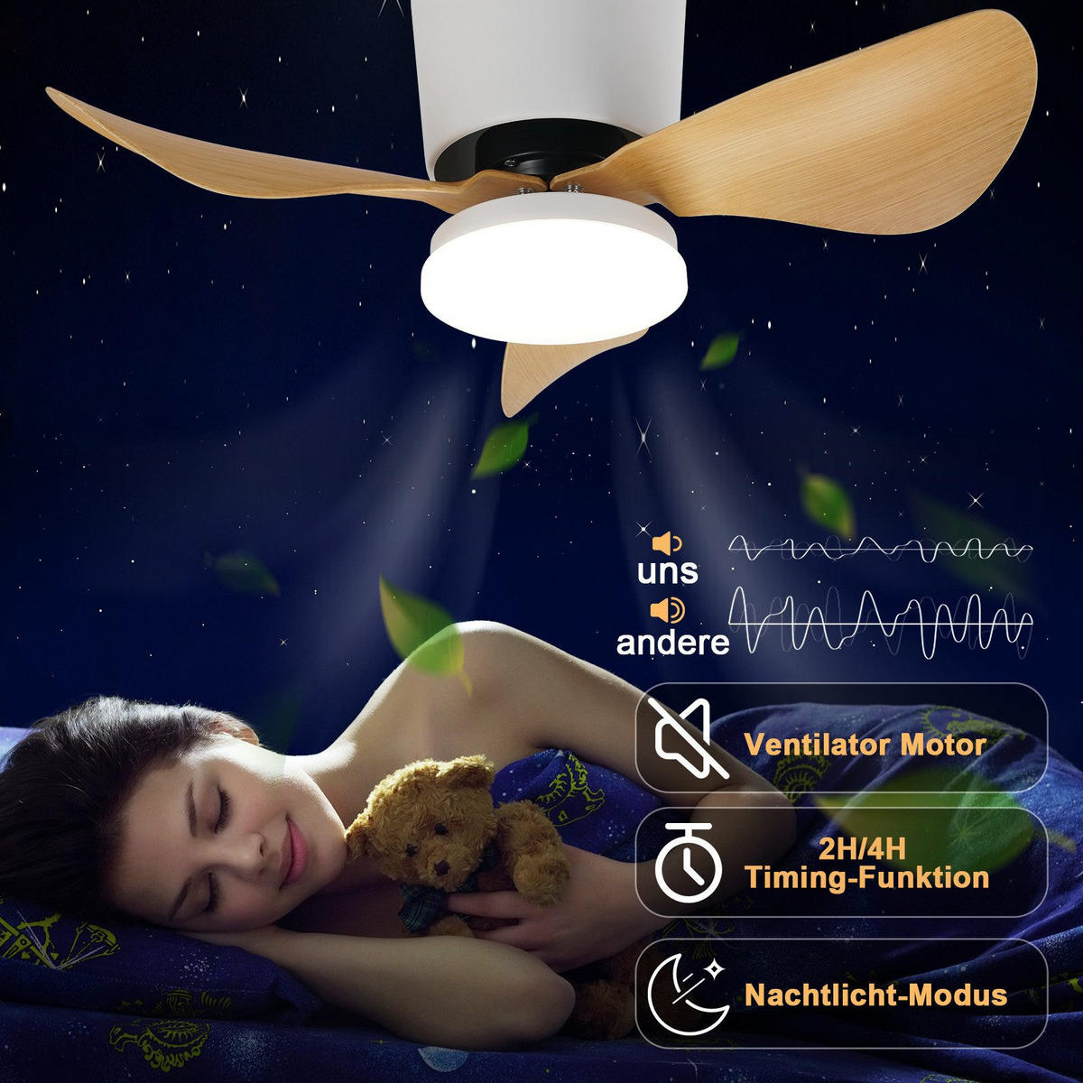 DECKENVENTILATOR Eppingen II 70/70/25cm - Weiß, Kunststoff (70/70/25cm) - Nettlife