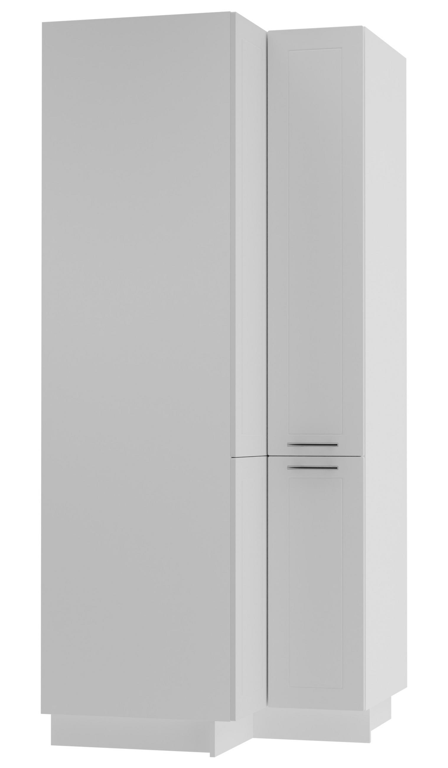 Feldmann-Wohnen Eckvorratsschrank Weiß, Weiß 90x207x90 cm