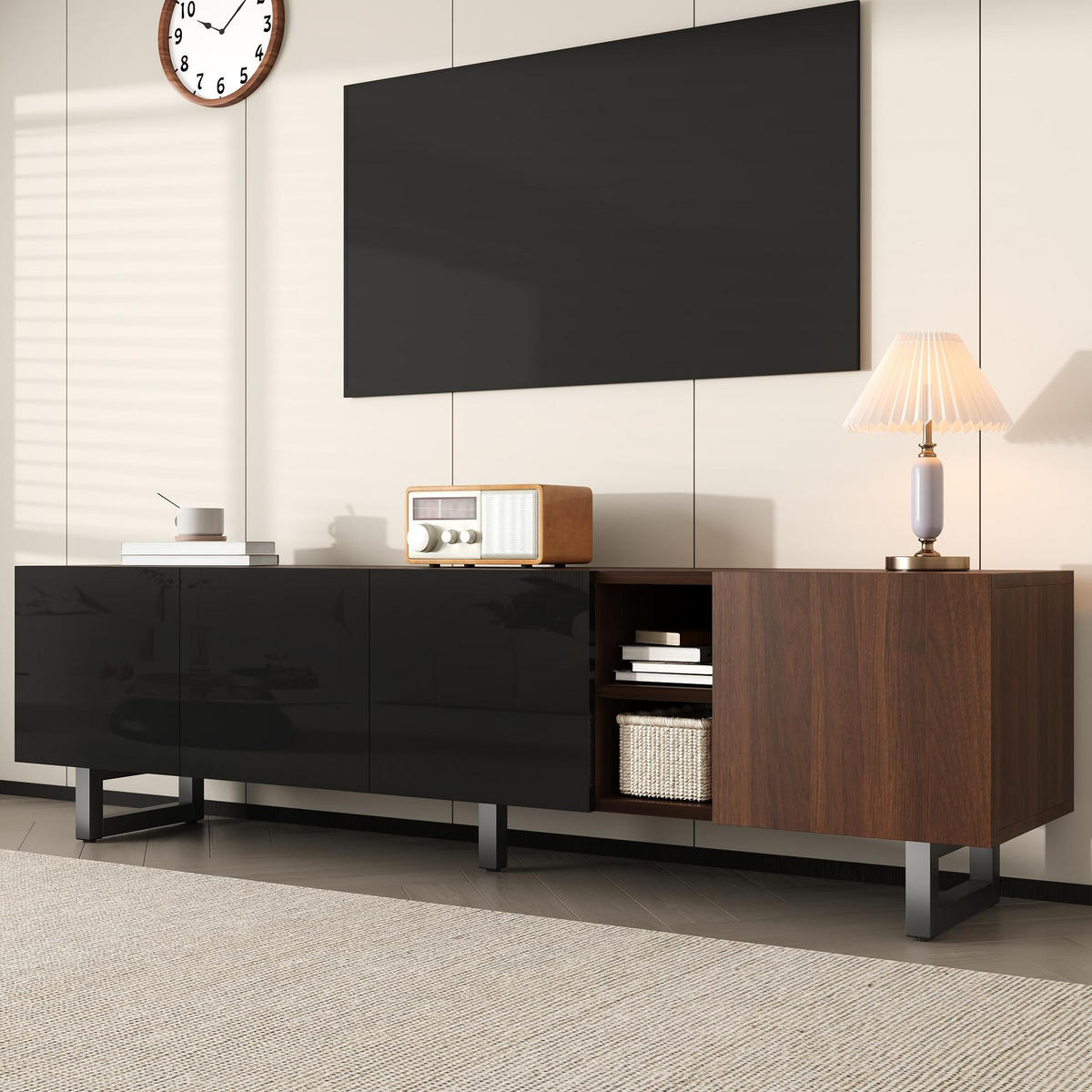 TV-SCHRANK Lowboard 180x38x50 cm Holzoptik 4 Türen - Naturfarben, Holz (180/50/38cm) - Fortuna Lai