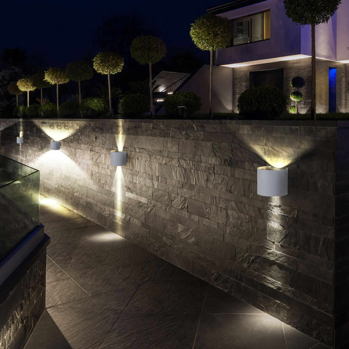 LED AUSSEN-WANDLAMPE Aluguss Grau - Grau, Metall (14/10/11.5cm)