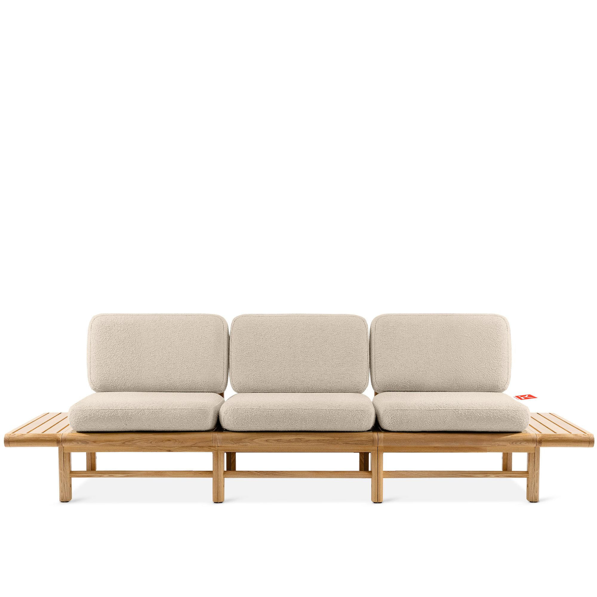 GARTENSOFA ATREDA 3-Sitzer, mit beideseitig Ablagen - Creme, Holz/Textil (260/74/80cm) - KONSIMO®