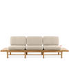 GARTENSOFA ATREDA 3-Sitzer, mit beideseitig Ablagen - Creme, Holz/Textil (260/74/80cm) - KONSIMO®