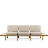 GARTENSOFA ATREDA 3-Sitzer, mit beideseitig Ablagen - Creme, Holz/Textil (260/74/80cm) - KONSIMO®
