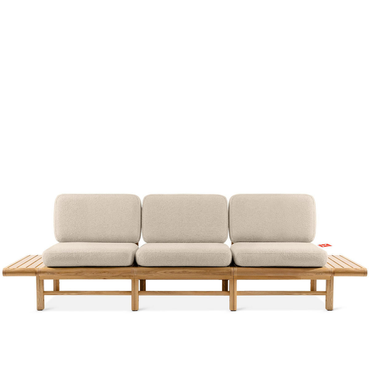 GARTENSOFA ATREDA 3-Sitzer, mit beideseitig Ablagen - Creme, Holz/Textil (260/74/80cm) - KONSIMO®