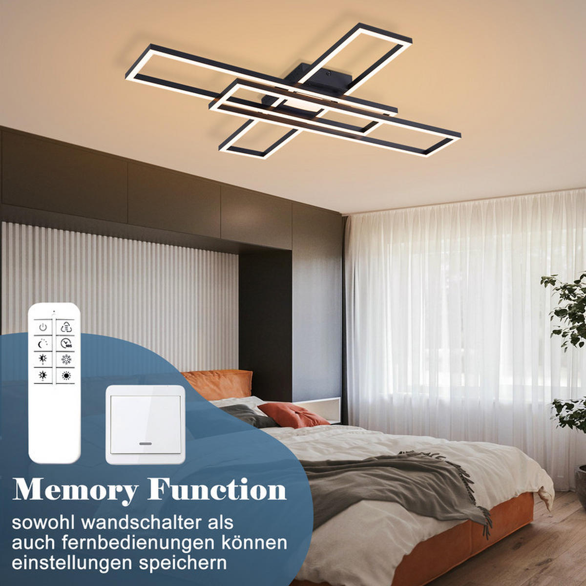 STROPNÍ LED svítidlo BURGESS III 60/80/8 cm - černá, plast (60/80/8cm) - Nettlife