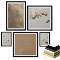 WANDBILDER 5er-Set - 50x50 cm & 20x30 cm & 40x60 cm Schwarzer Rahmen - Strandsteine natürliche Strukturen - Schwarz, Kunststoff (40/60cm) - ArtPrintCave