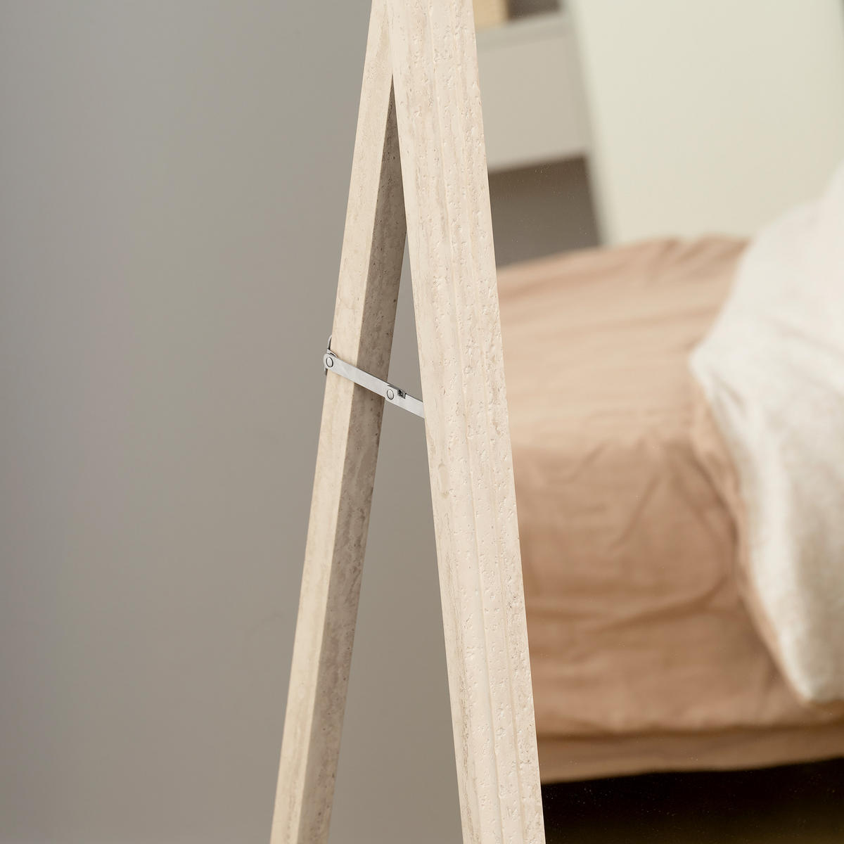 GANZKÖRPERSPIEGEL 160 x 50 cm Rechteckig Standspiegel mit Steinoptik, Weiß - Weiß, Glas/Kunststoff (50/160/4cm) - HOMCOM