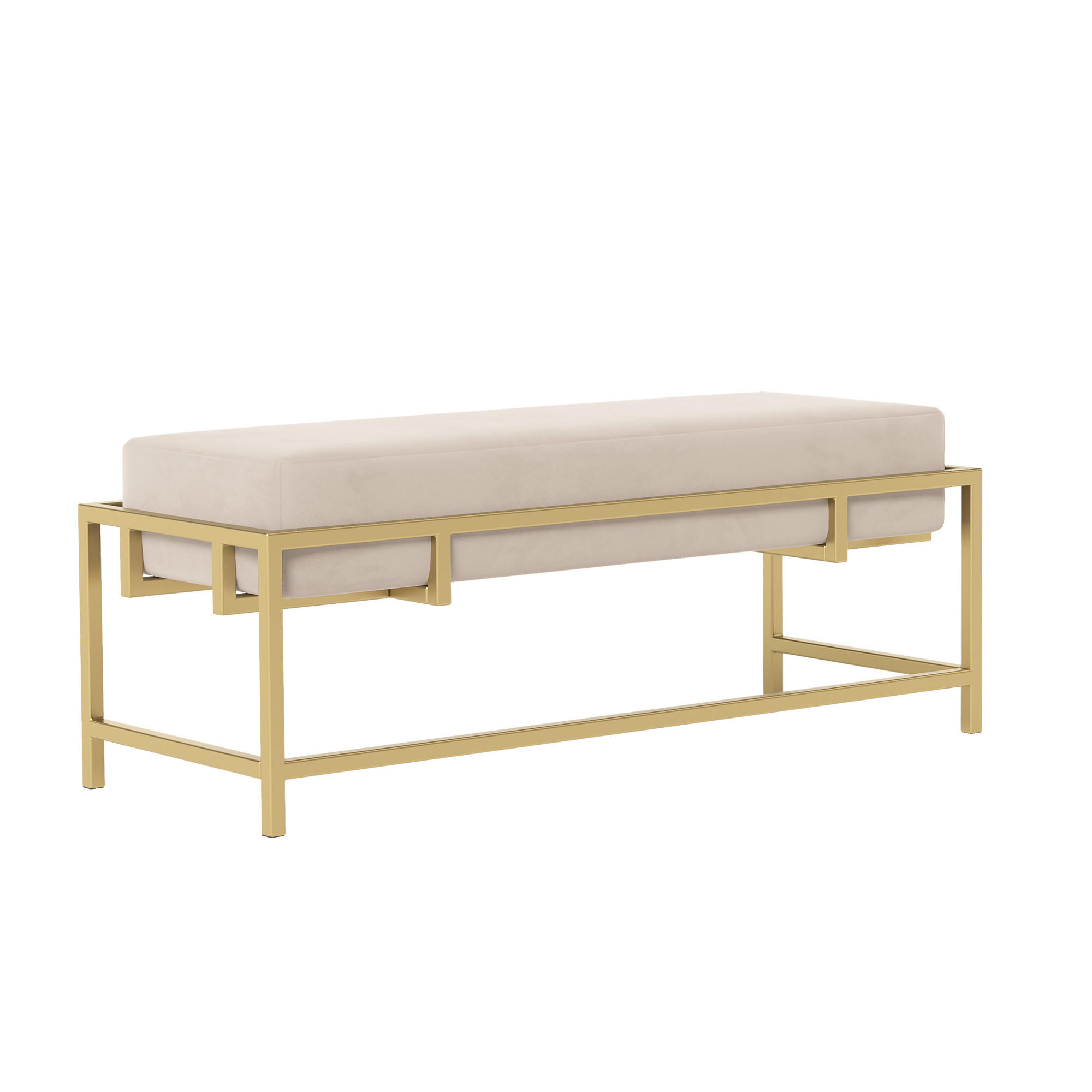 POLSTERBANK GLAM 80 cm Gold / Beige ,Metallgestell - Beige, Metall (80/45/35cm) - Idohome