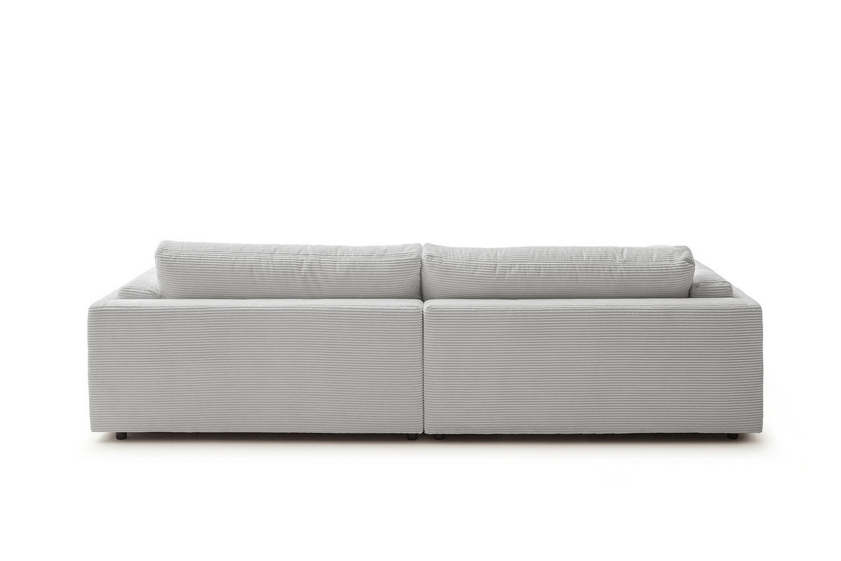 BIG SOFA RAINA Hellgrau Cord - Hellgrau/Schwarz, Kunststoff/Textil (254/85/150cm) - KAWOLA