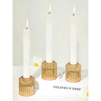 KERZENSTÄNDER Glas Bernstein 3er Set - Goldfarben, Glas (5.3/6/5.3cm)