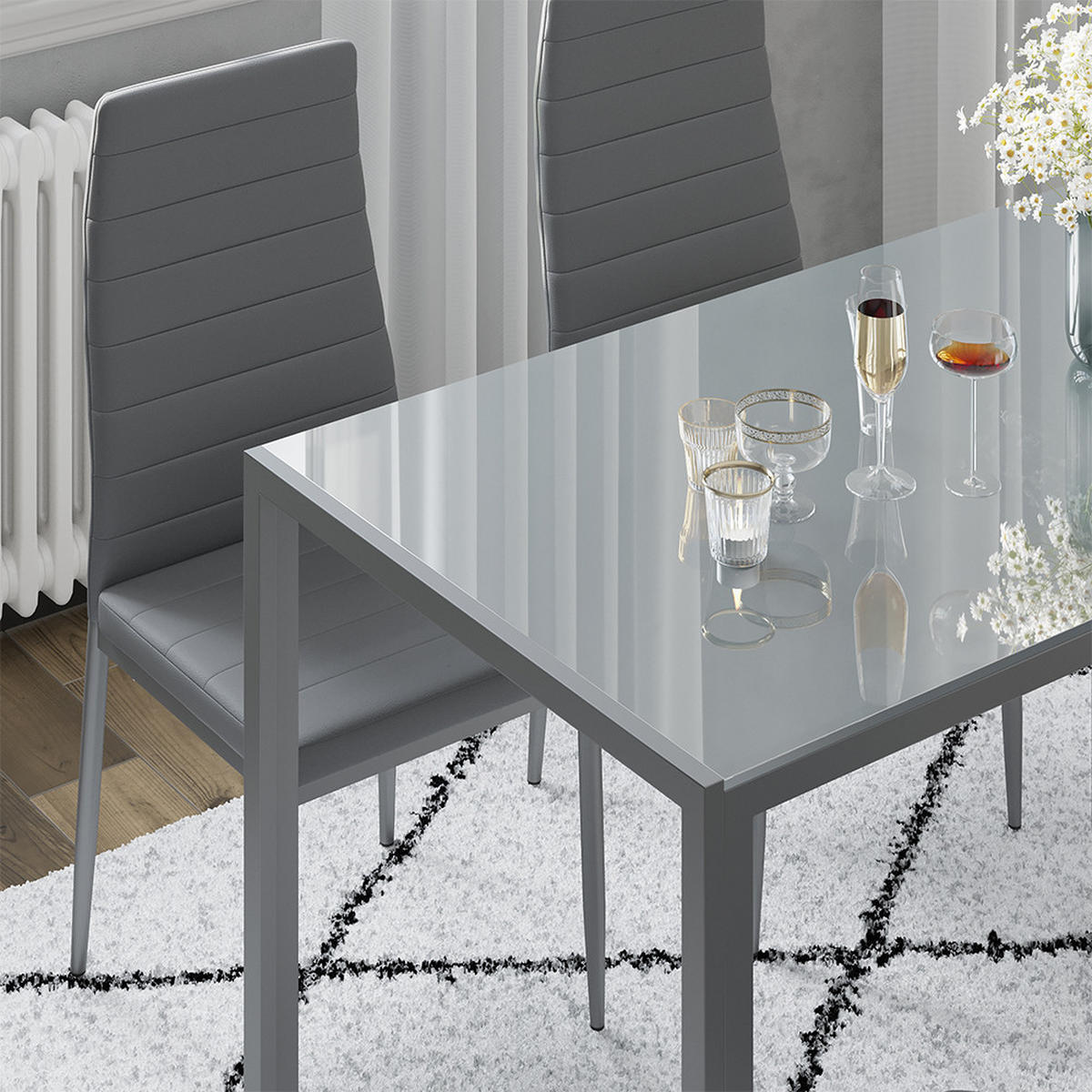 ESSZIMMERSTUHL Grand Grau 42.5 x 48 cm 4er Set - Grau, Kunststoff (42.5/96/48cm) - Vicco