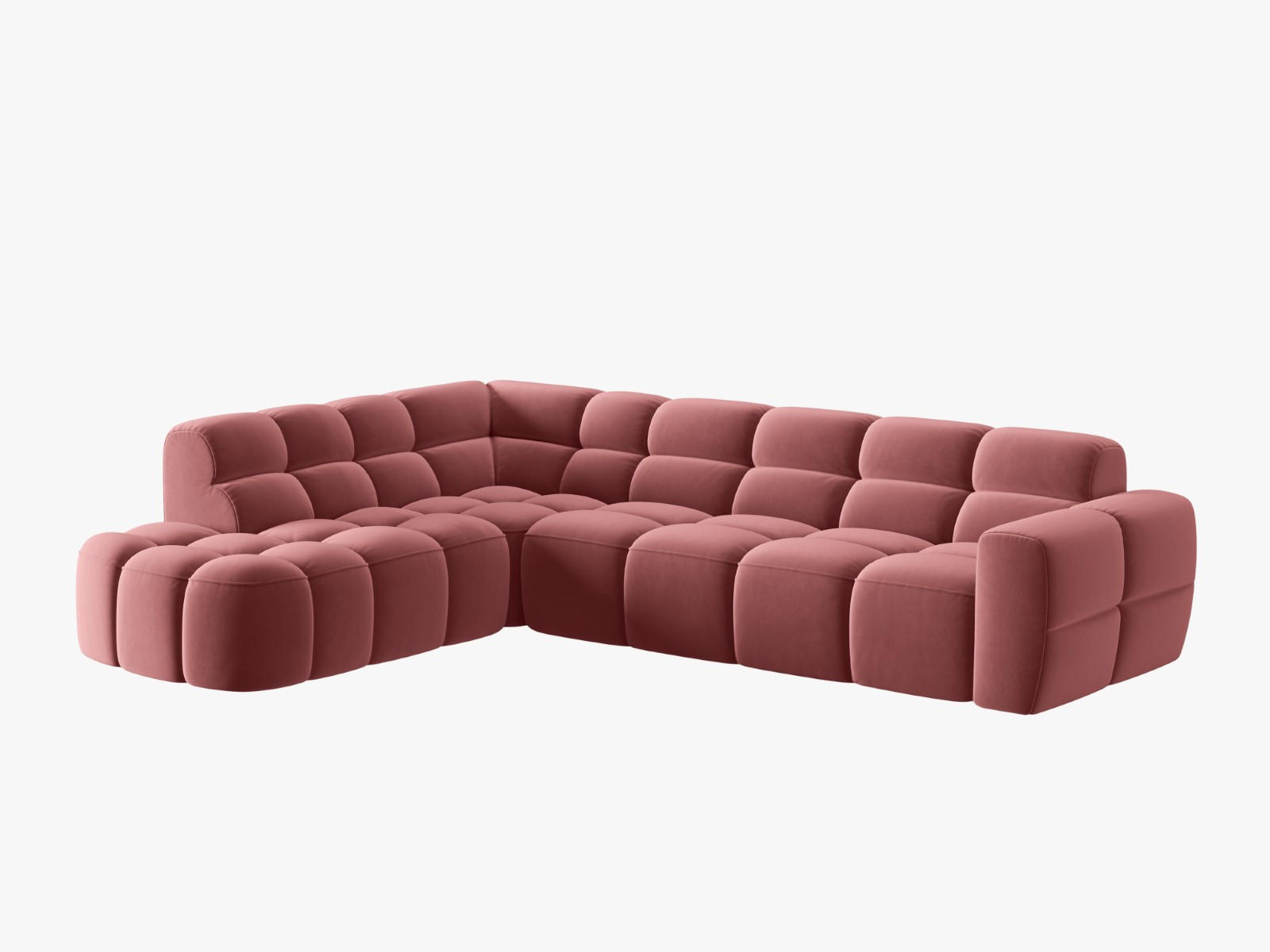 ECKSOFA links Lisa aus Samt lachs 5 Sitzplätze - Dunkelrosa, Textil (234/293cm) - Micadoni