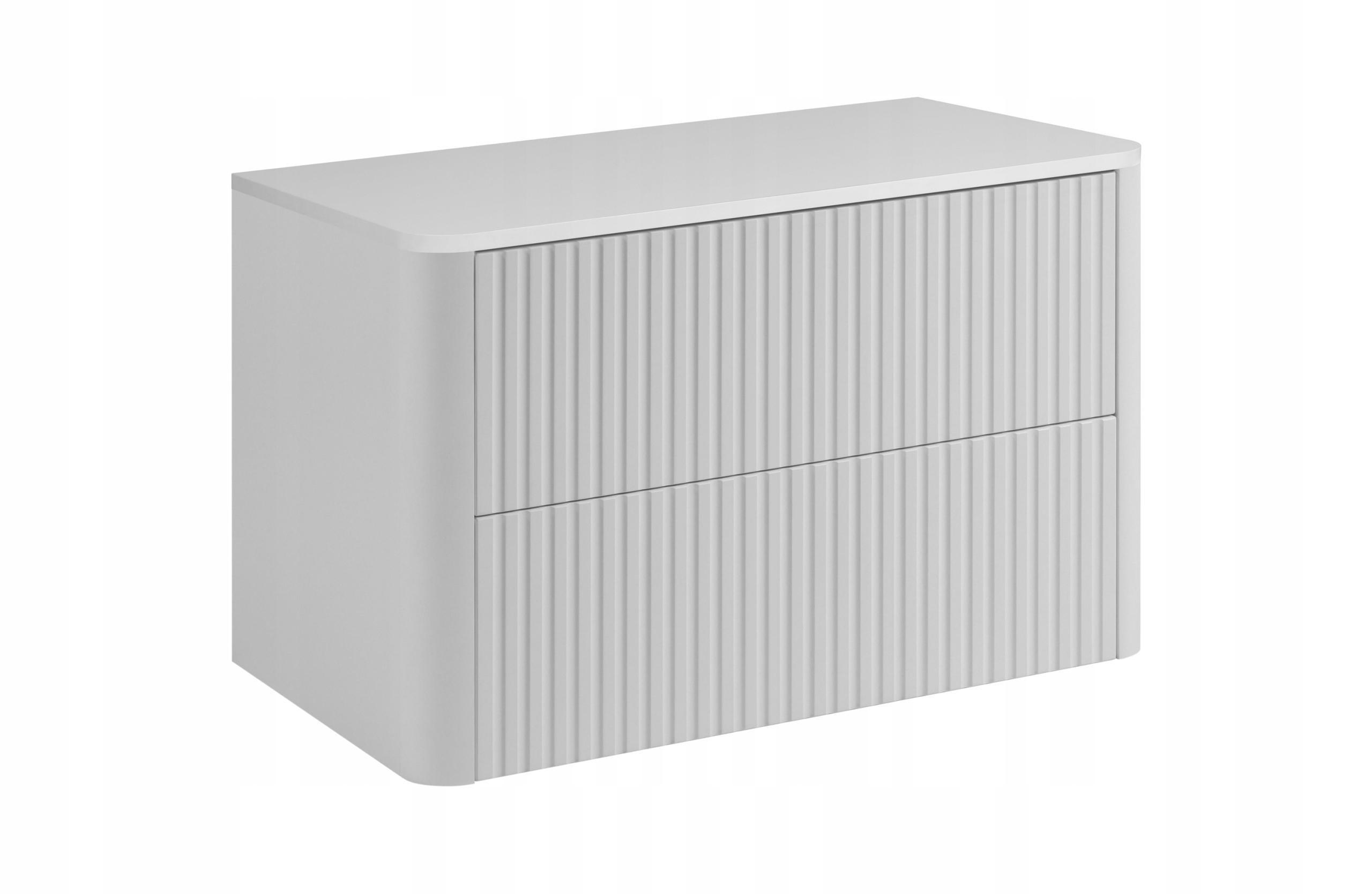 WASCHBECKENUNTERSCHRANK LINEA hängend geriffelt Weiß matt mit Waschtischplatte 80/48/44 cm - Weiß, Holzwerkstoff (80/48.4/43.7cm) - Rodan