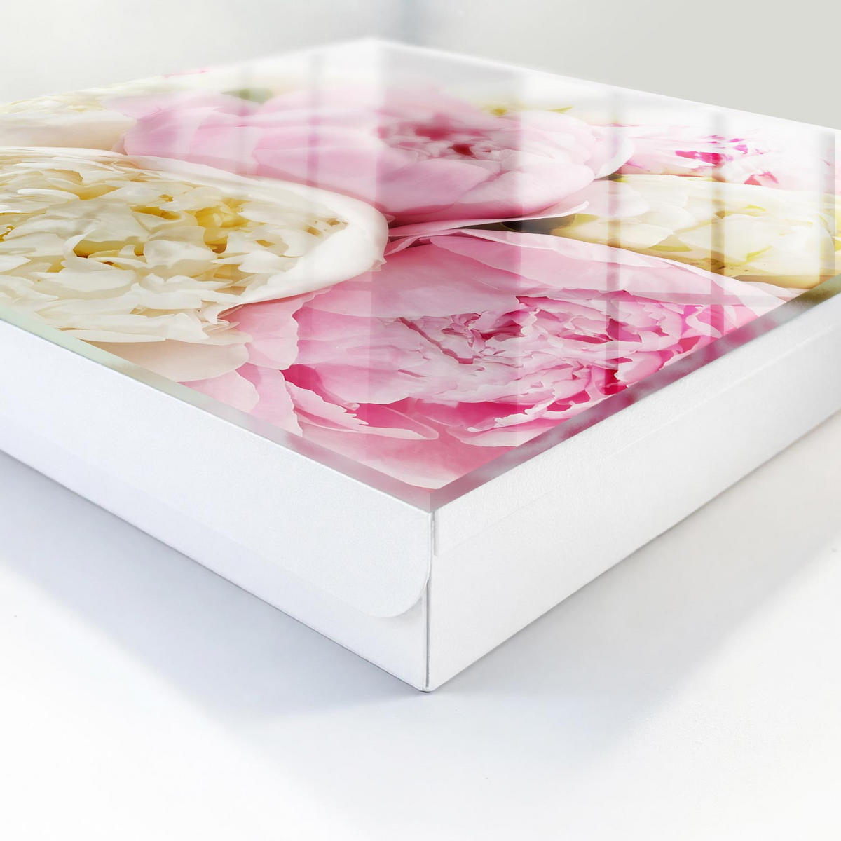 SCHLÜSSELBOX Weiß 30x30 cm – Türöffnung nach rechts - Pastellblumen - Pink, Metall (30/30/5cm) - TULUP