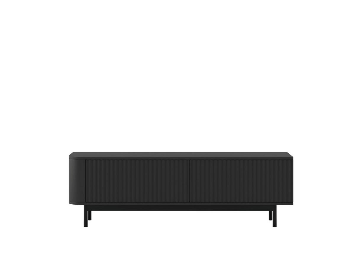 TV komoda Aurora matná čierna 140 cm s kovovým rámom - čierna, kov/kompozitné drevo (140/44/35cm) - Meble Lindner