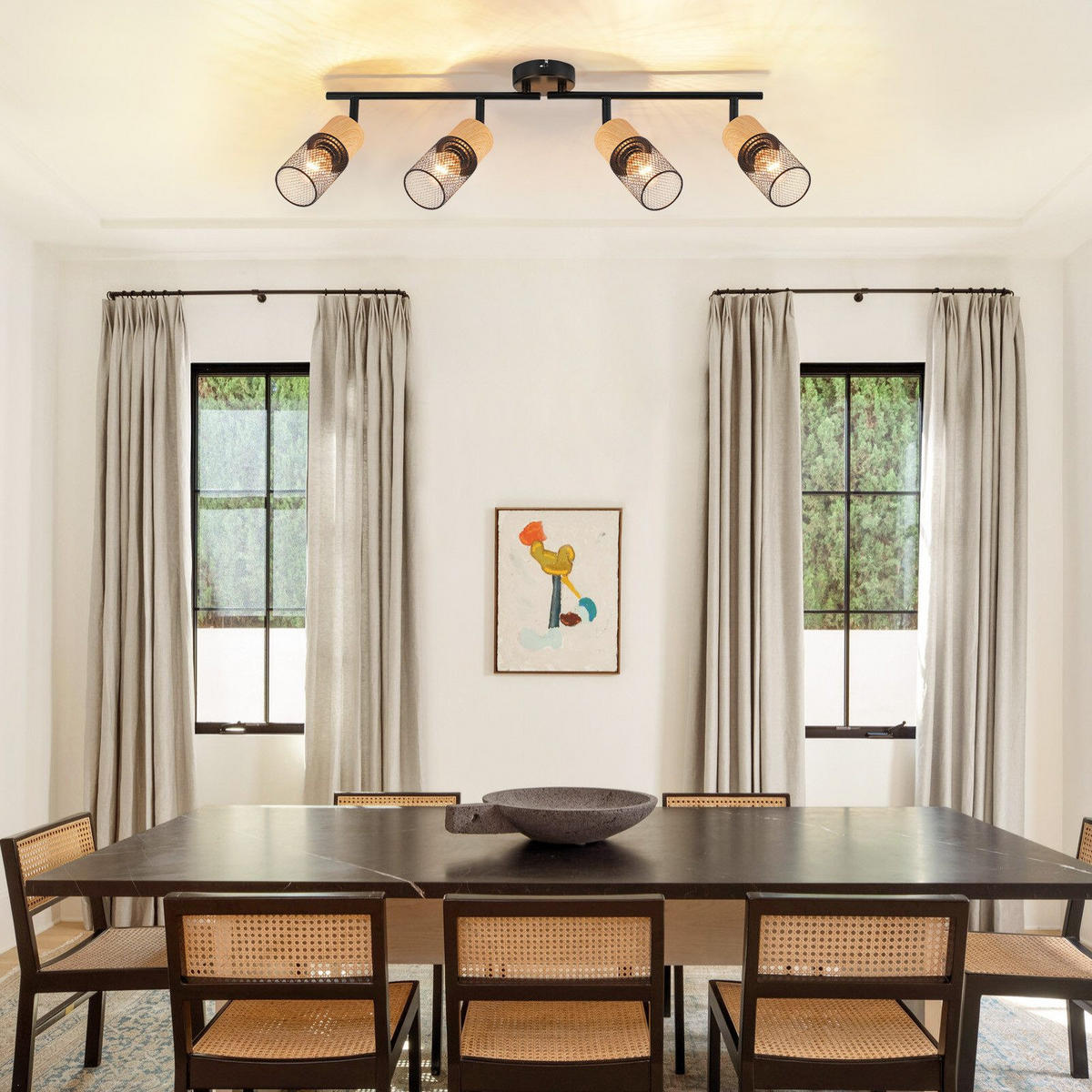 STRAHLER Wilhelmshaven 4-flammig 62.5/9/23 cm - Schwarz, Metall (62.5/9/23cm) - Nettlife