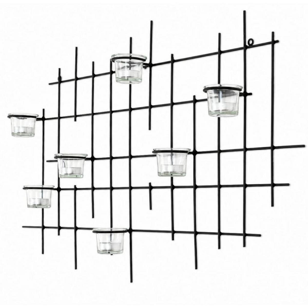 WANDTEELICHTHALTER 7-flammig Metall Schwarz 83/9/49 cm - Schwarz, Metall (49cm) - DanDiBo