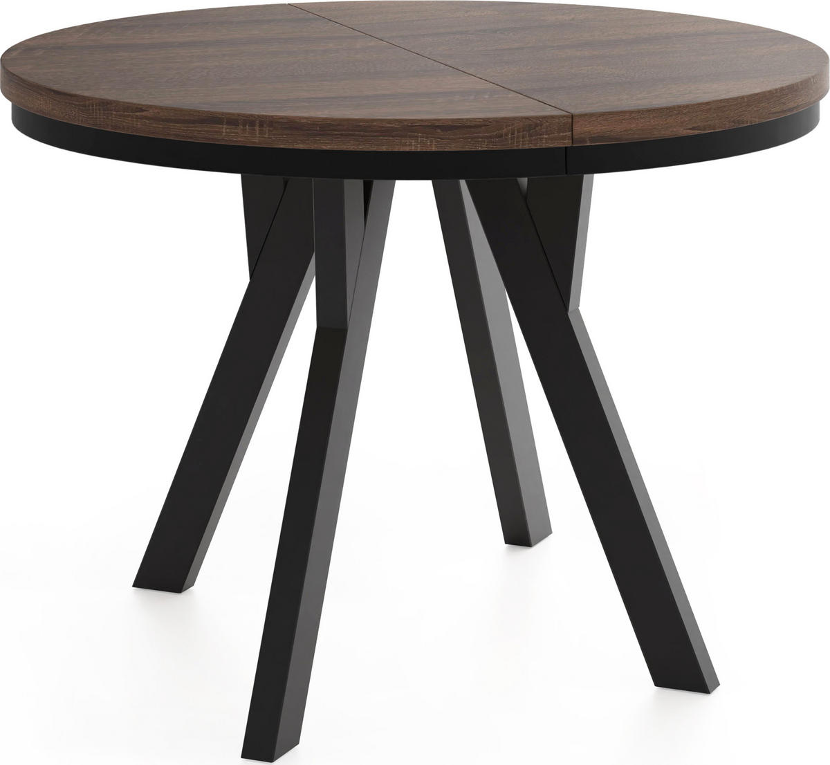 ESSTISCH Strato Black runder ausziehbarer, Eiche Sonoma dunkelbraun 80-160/80/77 cm - Eichefarben/Schwarz, Holz/Holzwerkstoff (80/80/77cm) - WFL GROUP