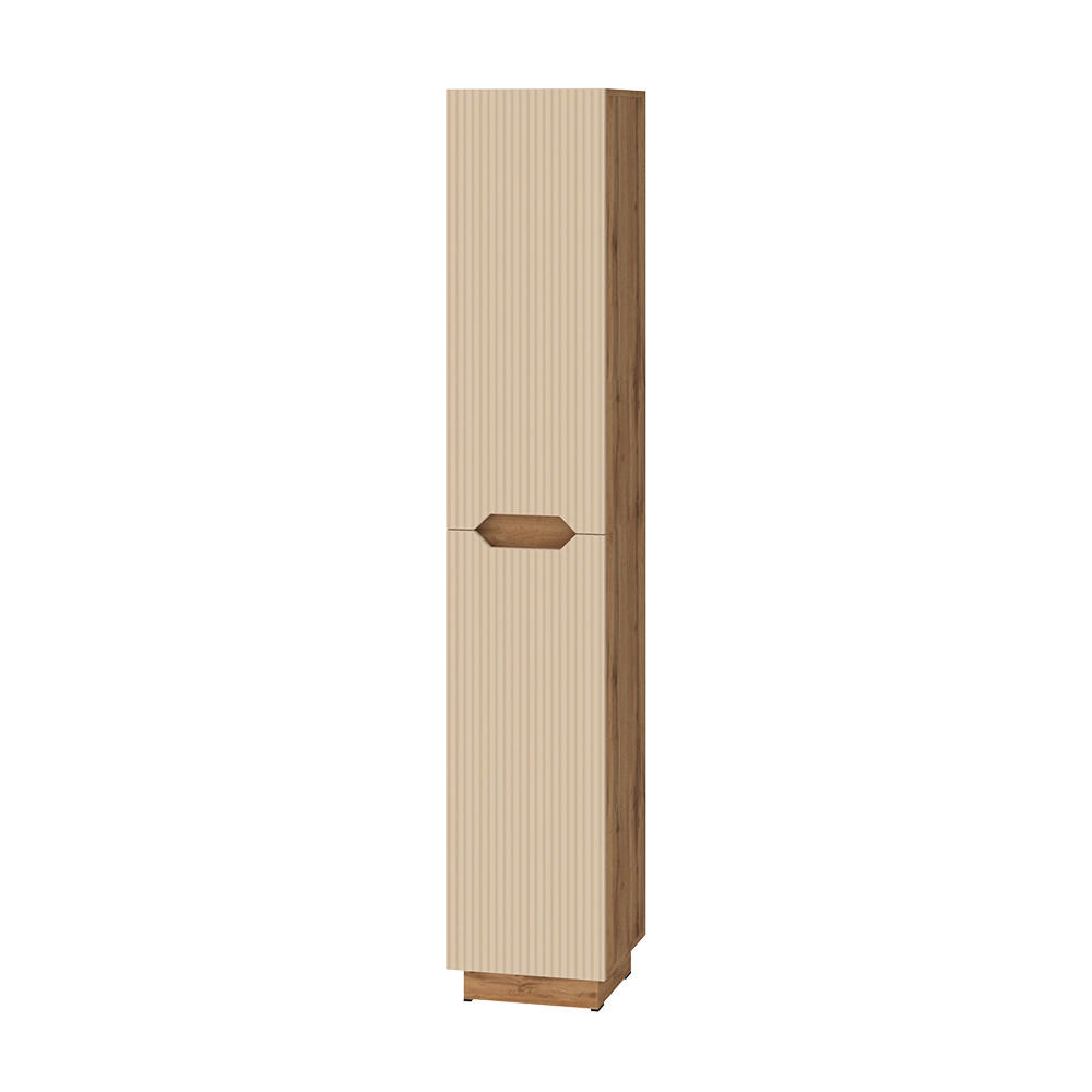 BADSCHRANK Lotta Eiche/Kaschmir gestreift 33 x 186 cm mit 2 Türen - Kaschmir/Eichefarben, Holzwerkstoff (33/186/35cm) - Vicco
