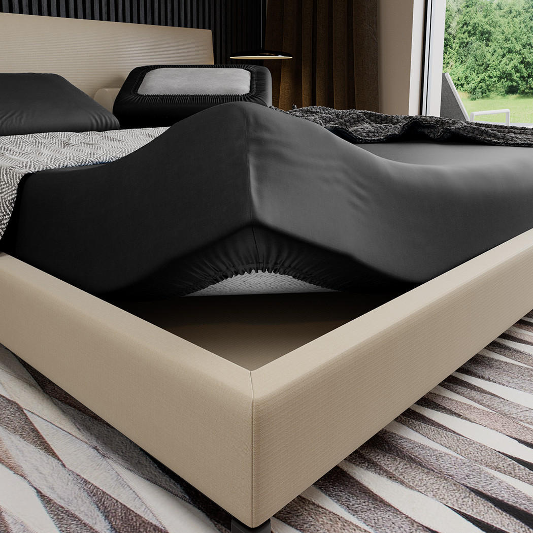 SATINBETTLAKEN aus Baumwolle mit Gummizug - Schwarz, Textil (180/200cm) - Mr Mattress