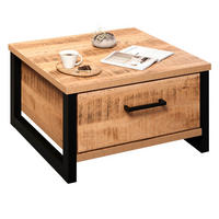 COUCHTISCH Mango, schwarz quadratisch 80 x 80 cm, Beistelltisch mit zwei Schubladen - Schwarz/Naturfarben, Holzwerkstoff/Kunststoff (80/80/45cm) - Top.Furn