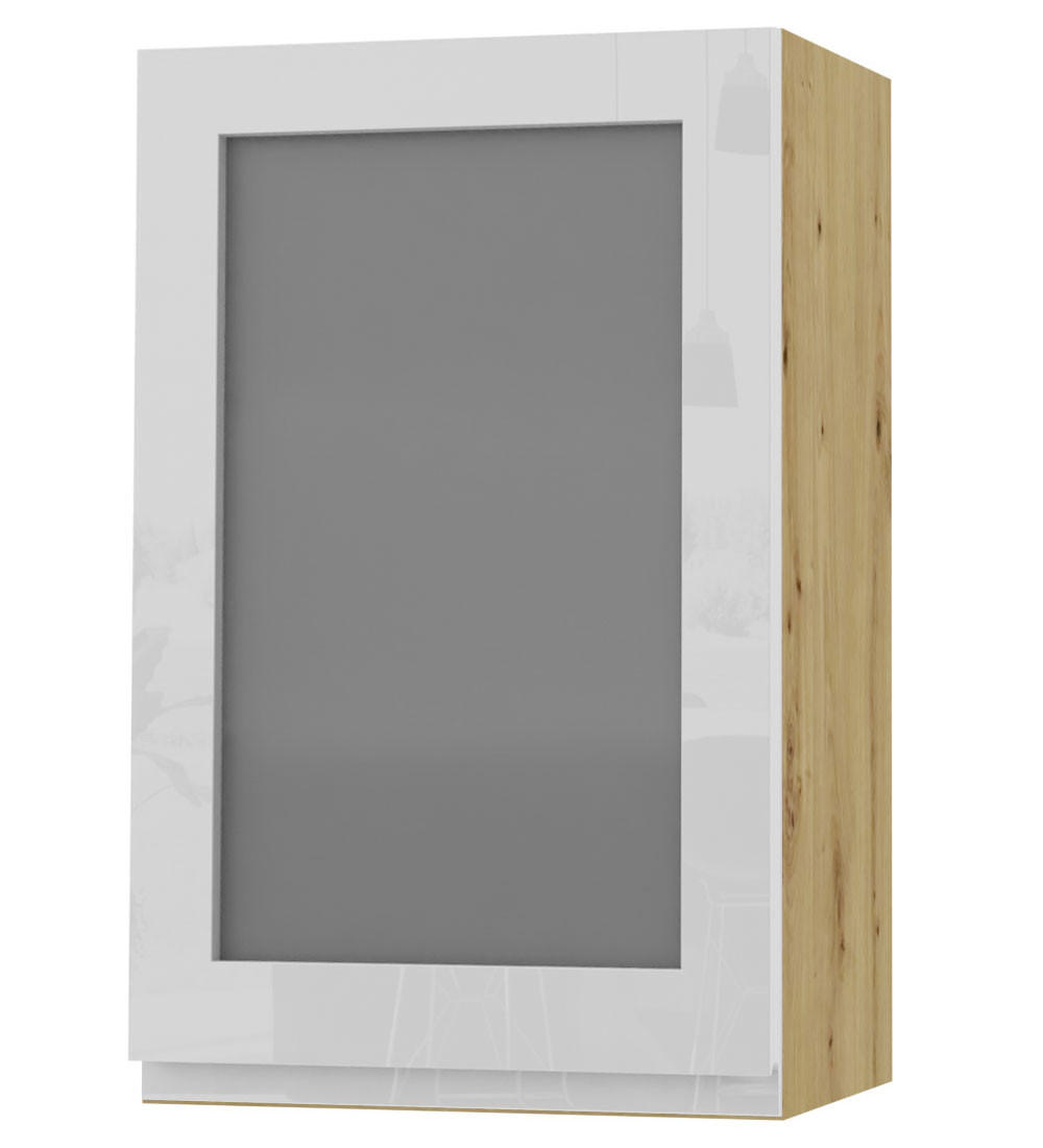 HÄNGESCHRANK Florence W2S/45 Eiche Artisan / RAL 9003 signalweiß HG 45 / 32,5 / 72cm - Türanschlag links - Weiß Hochglanz/Eiche Artisan, Holz/Holzwerkstoff (45/72/32.5cm) - Feldmann-Wohnen