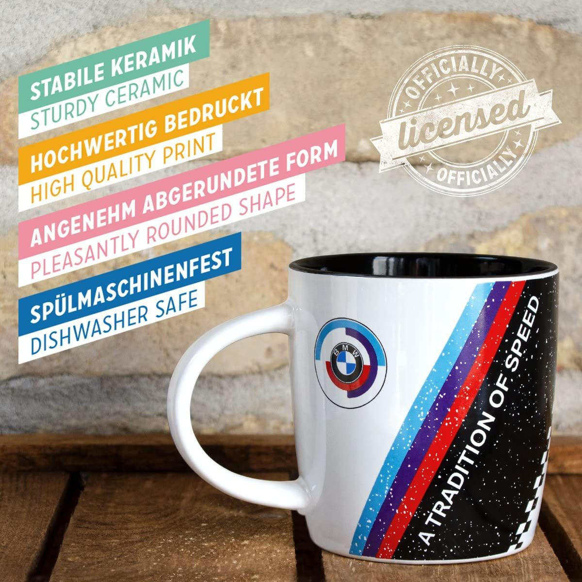 KAFFEETASSE 330 ml BMW Motorsport Tradition Of Speed - Multicolor, Keramik (0.33L) - Nostalgic-Art