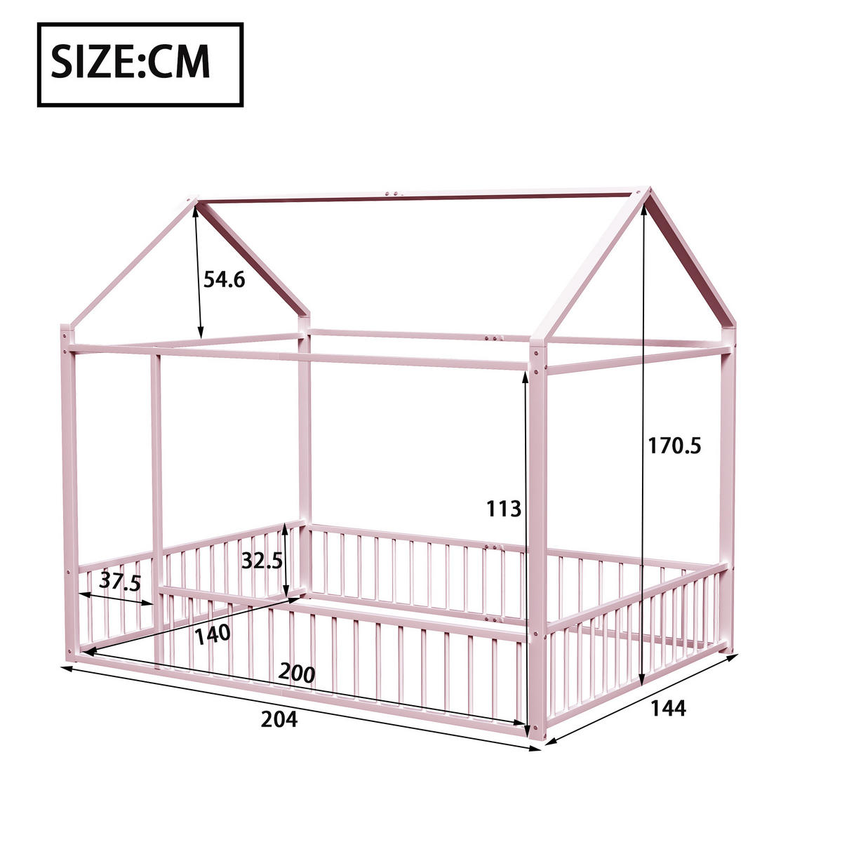 CANAPEA BEAN BAG – Șezlong confortabil cu spumă cu memorie de înaltă densitate - roz aprins, metal (204/170.5/144cm) - Urban Meuble